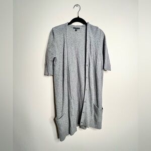 Eileen Fisher Wool Cashmere Angora Blend Duster Cardigan Short Sleeve Grey XS